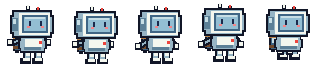 Sprite sheet del robot pixel mirando a la derecha